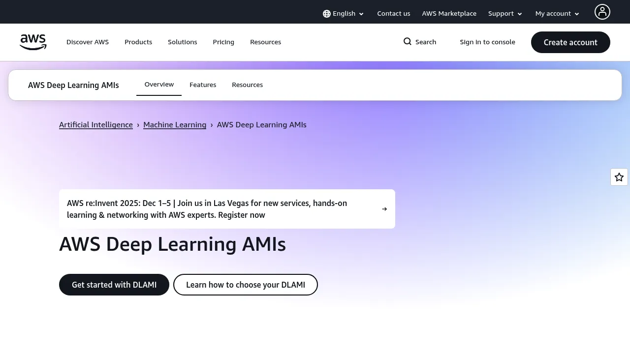 AWS Deep Learning AMIs screenshot