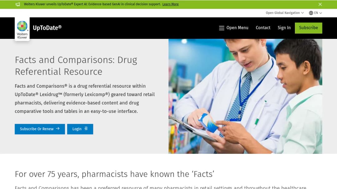Wolters Kluwer UpToDate Enterprise™: UpToDate® Lexidrug™: Facts and Comparisons® screenshot