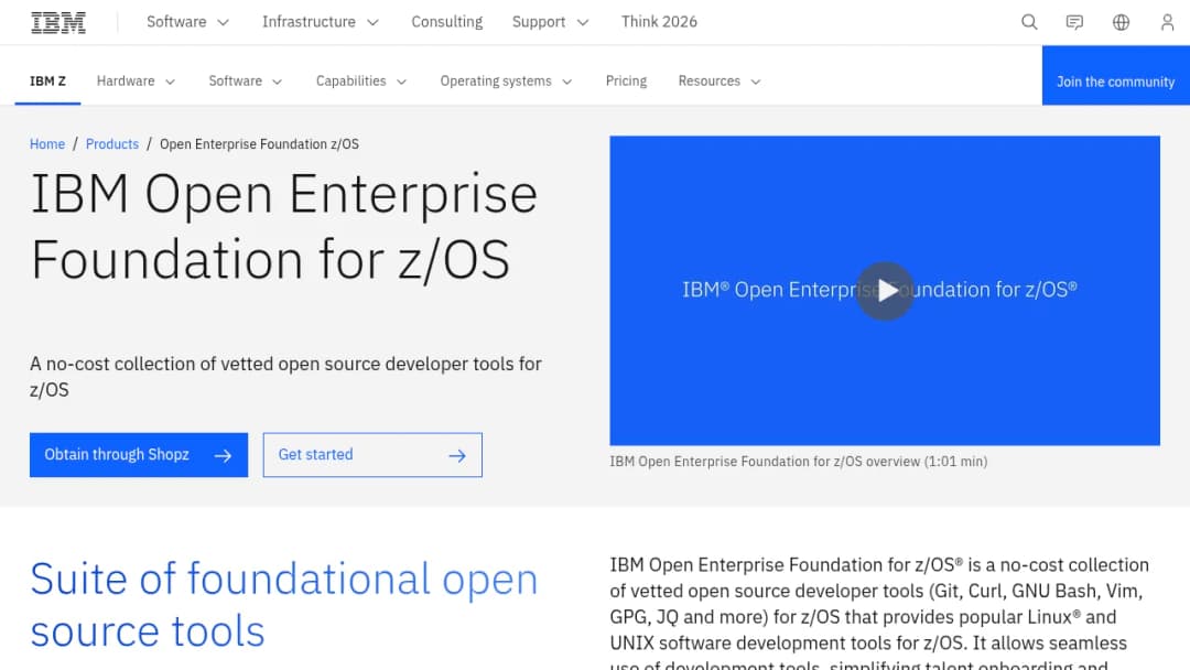 IBM Open Enterprise Foundation Zos screenshot