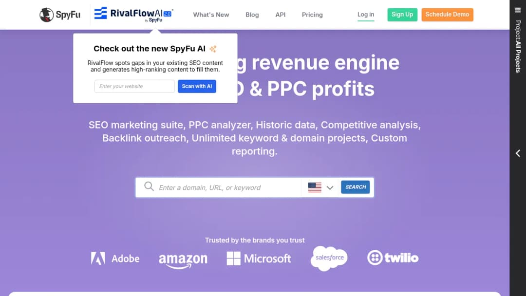 SpyFu screenshot
