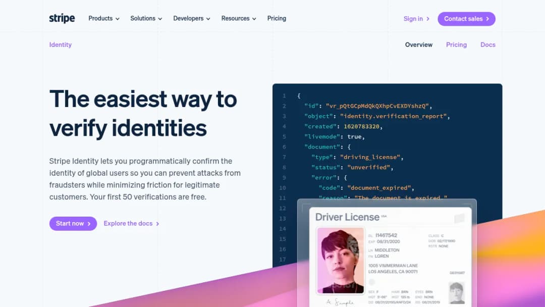 Stripe Identity screenshot