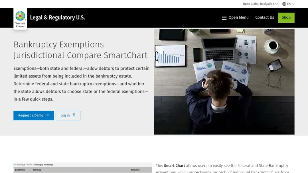 Wolters Kluwer Bankruptcy Exemptions Jurisdictional Compare SmartChart screenshot