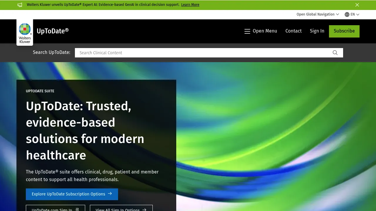 Wolters Kluwer UpToDate screenshot