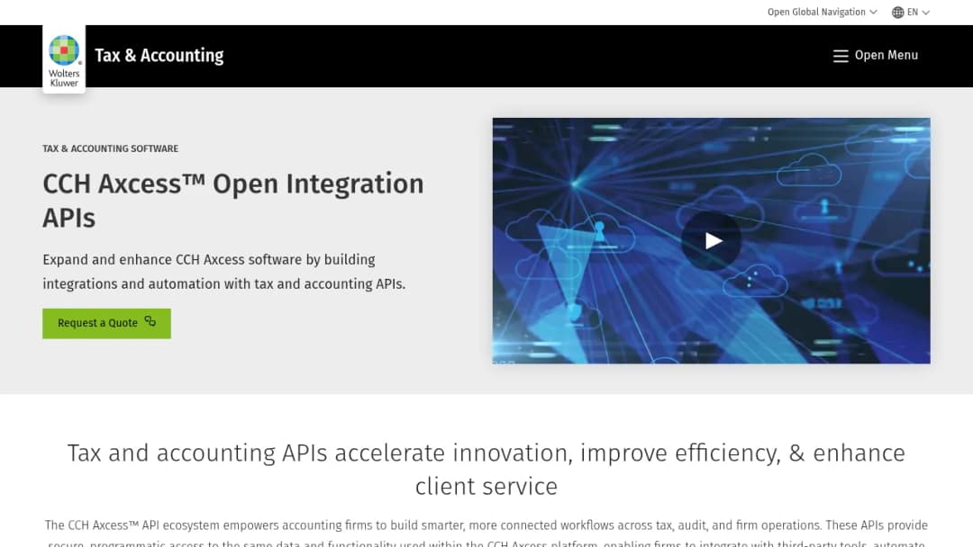 Wolters Kluwer CCH Axcess™ Open Integration APIs screenshot