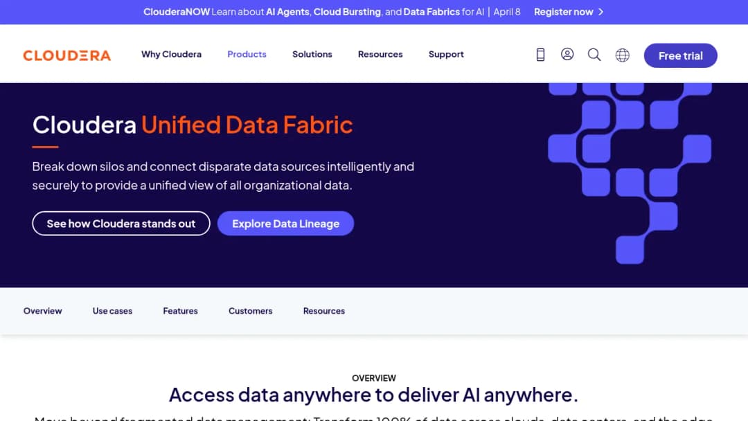 Cloudera Unified Data Fabric screenshot