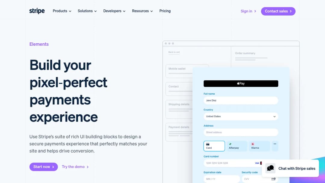 Stripe Elements screenshot
