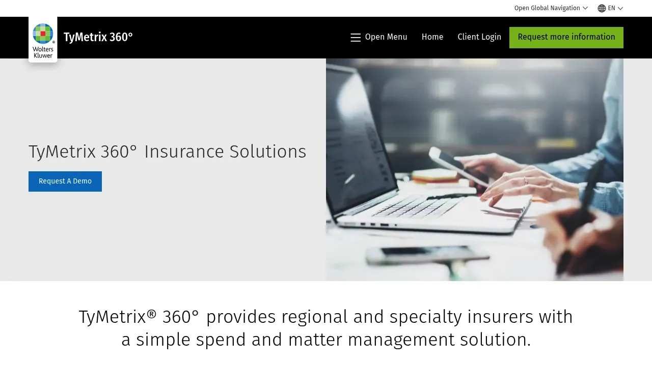 Wolters Kluwer TyMetrix 360° Insurance Solutions screenshot