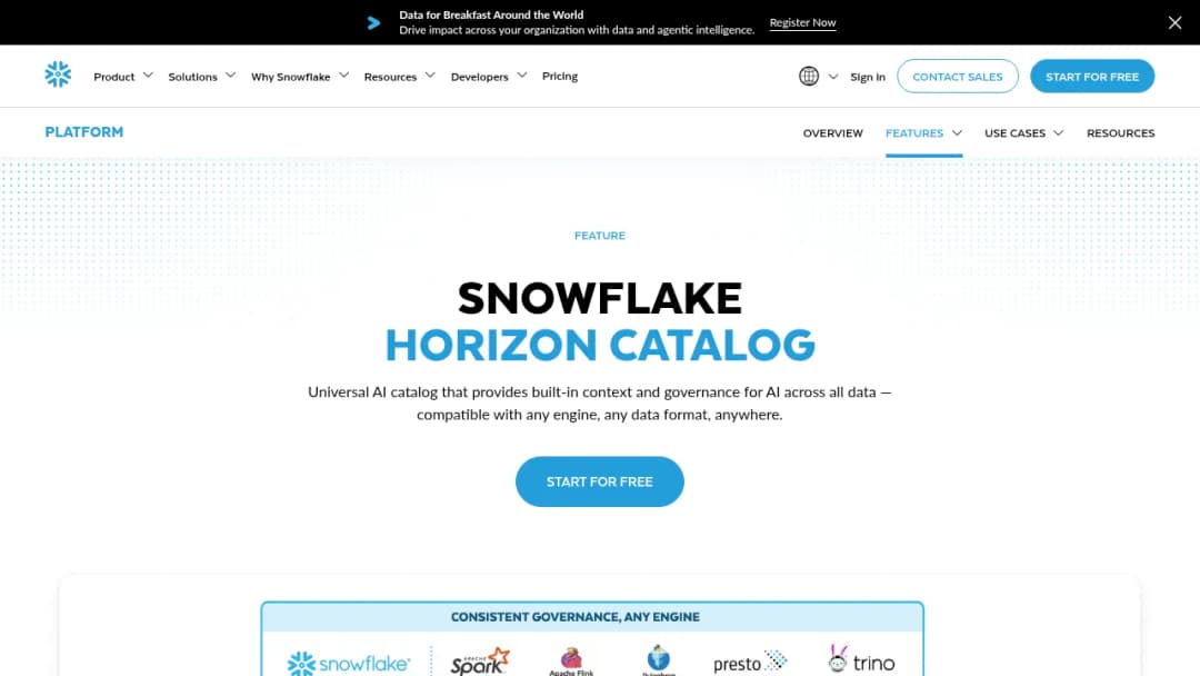 Snowflake Open Catalog screenshot