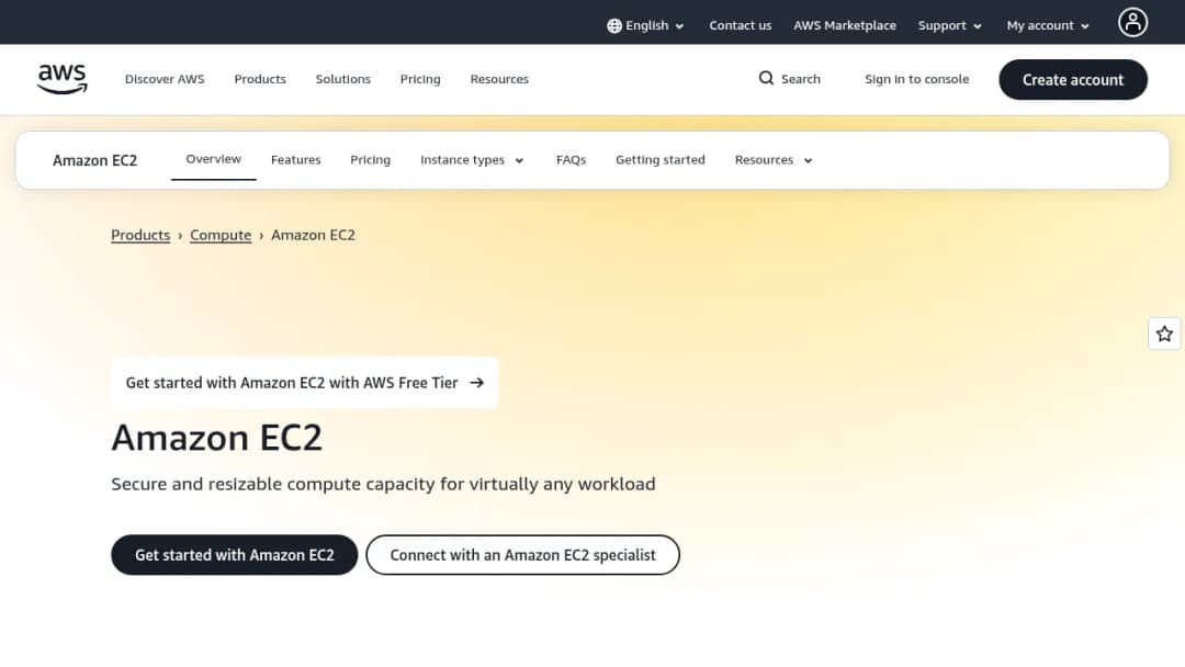 Amazon EC2 screenshot