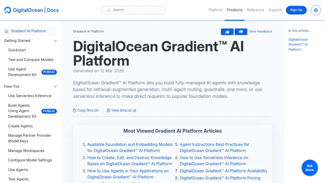 DigitalOcean Gradient™ AI Platform screenshot