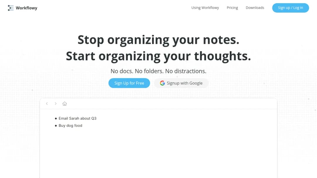 WorkFlowy screenshot