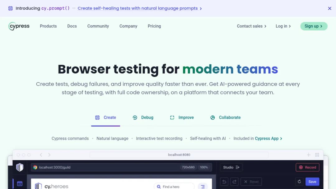 Cypress.io screenshot