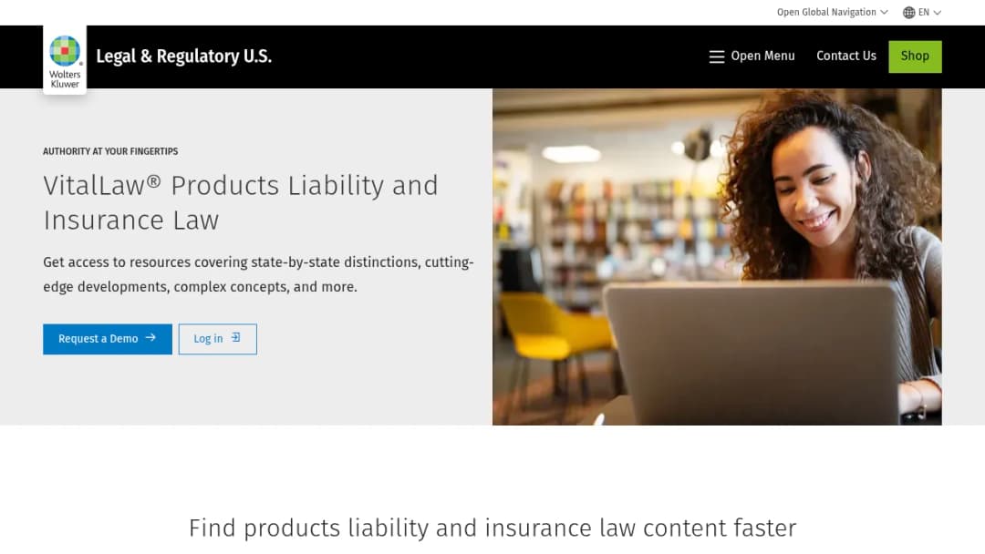 Wolters Kluwer VitalLaw® Products Liability and Insurance Law screenshot