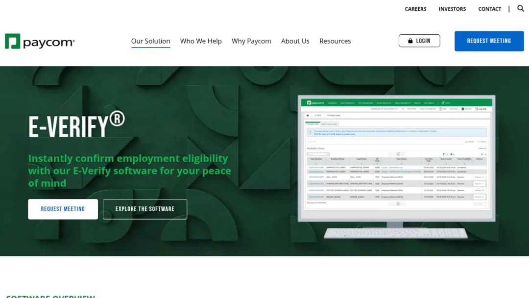 Paycom E-Verify® screenshot