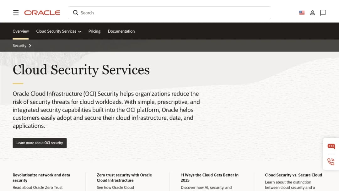 Oracle Cloud Security screenshot