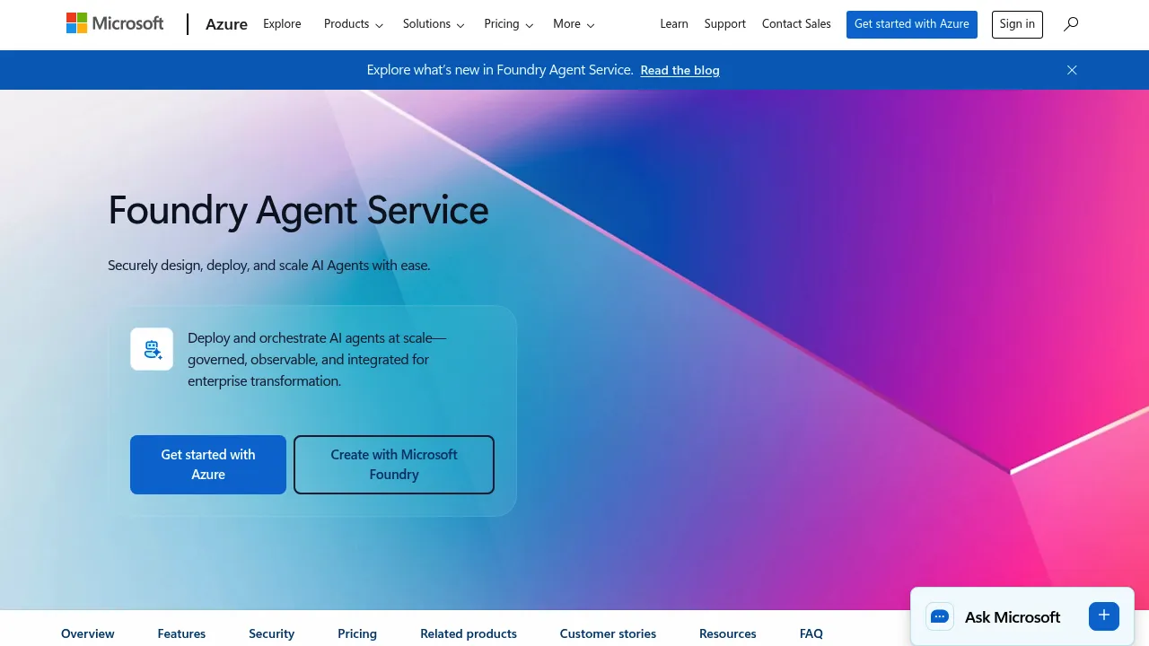 Azure AI Agent Servicer screenshot