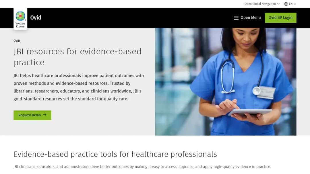 Wolters Kluwer JBI Resources on Ovid screenshot