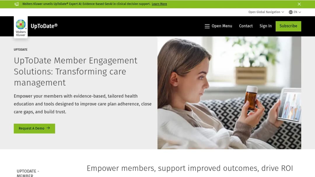 Wolters Kluwer UpToDate Member Engagement Solutions screenshot
