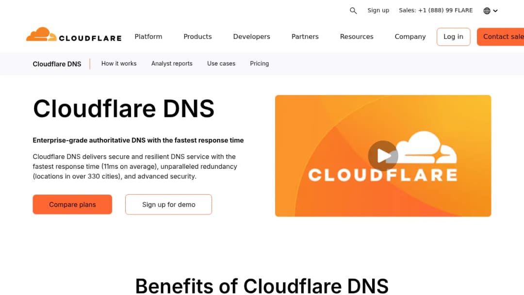 Cloudflare DNS screenshot