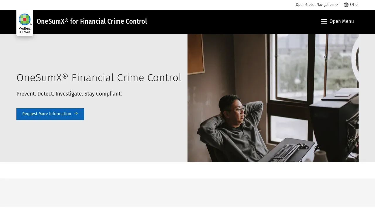 Wolters Kluwer OneSumX® Financial Crime Control screenshot