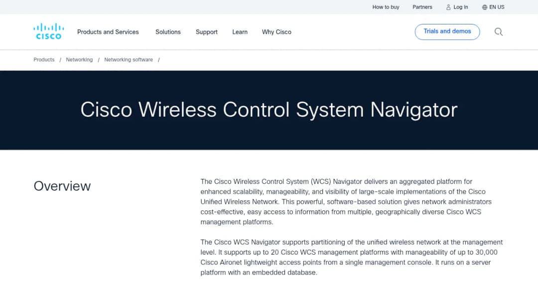 Cisco Wireless Control System Navigator screenshot