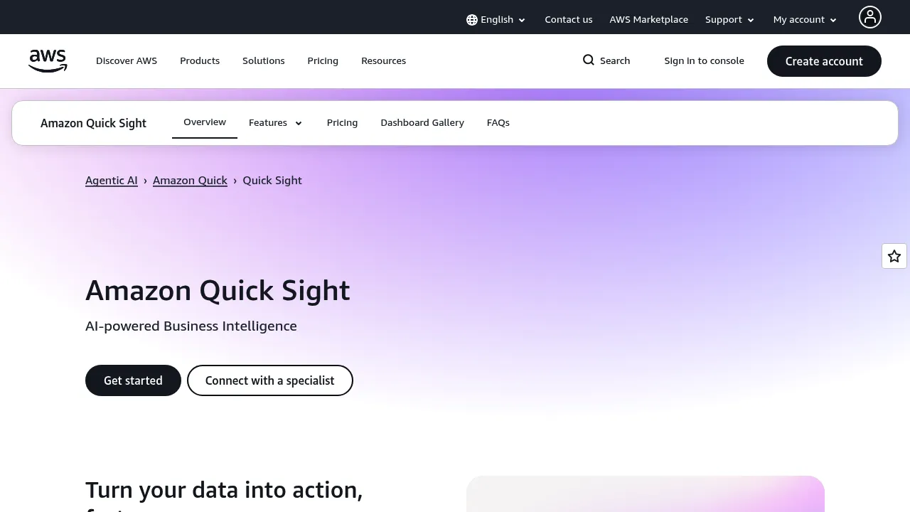 Amazon QuickSight screenshot