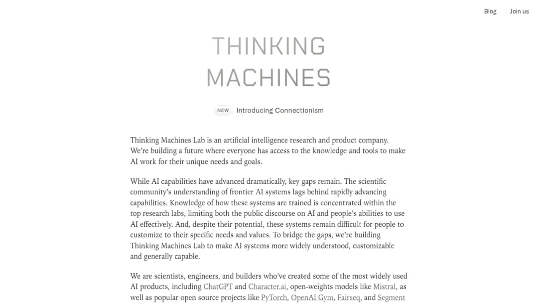 Thinking Machine Labs screenshot