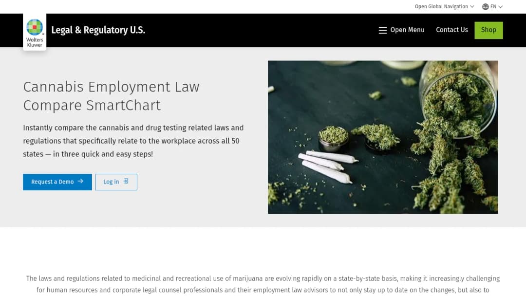 Wolters Kluwer Cannabis Employment Law Compare SmartChart screenshot