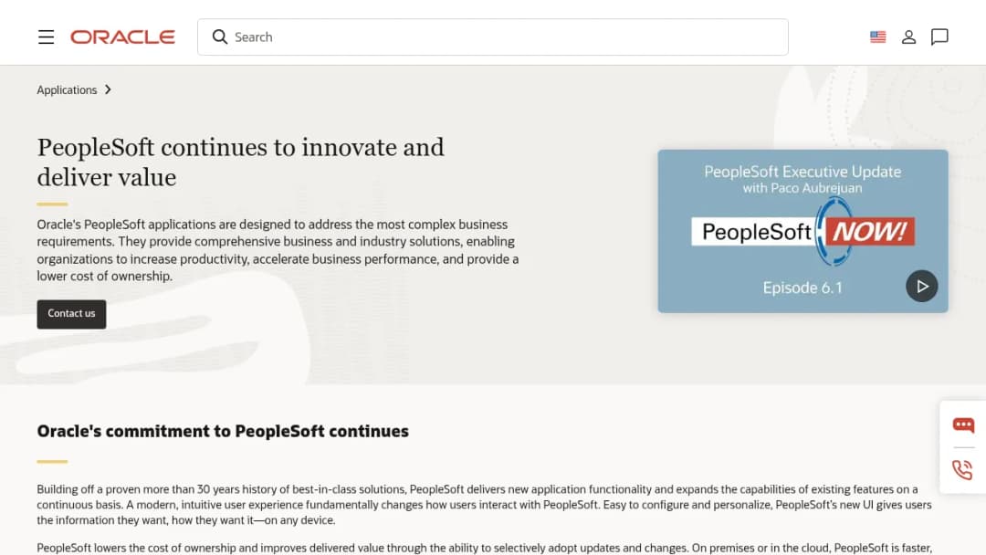 Oracle PeopleSoft screenshot