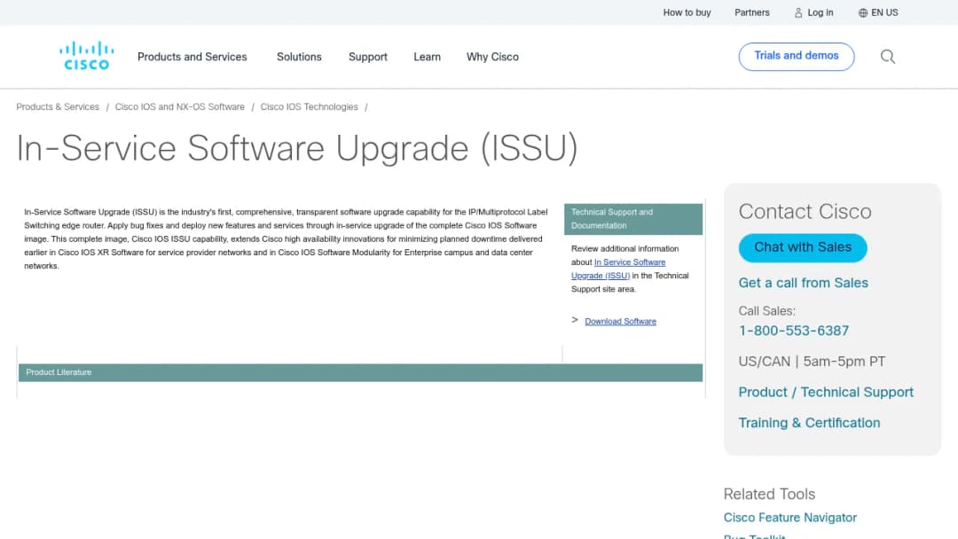 Cisco In-Service Software Upgrade screenshot