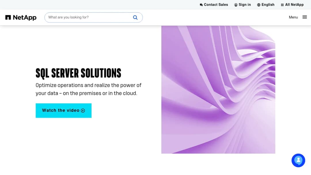 NetApp Microsoft SQL Server solutions screenshot