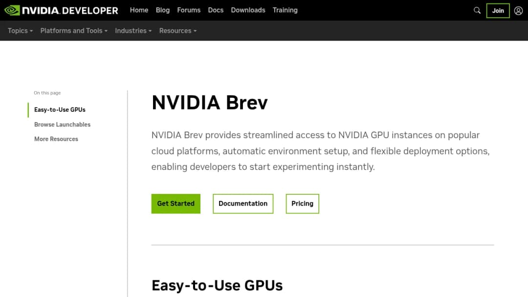 NVIDIA Brev screenshot