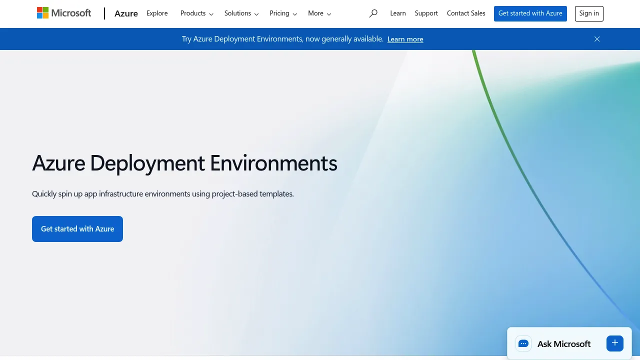 Azure Deployment Environments screenshot