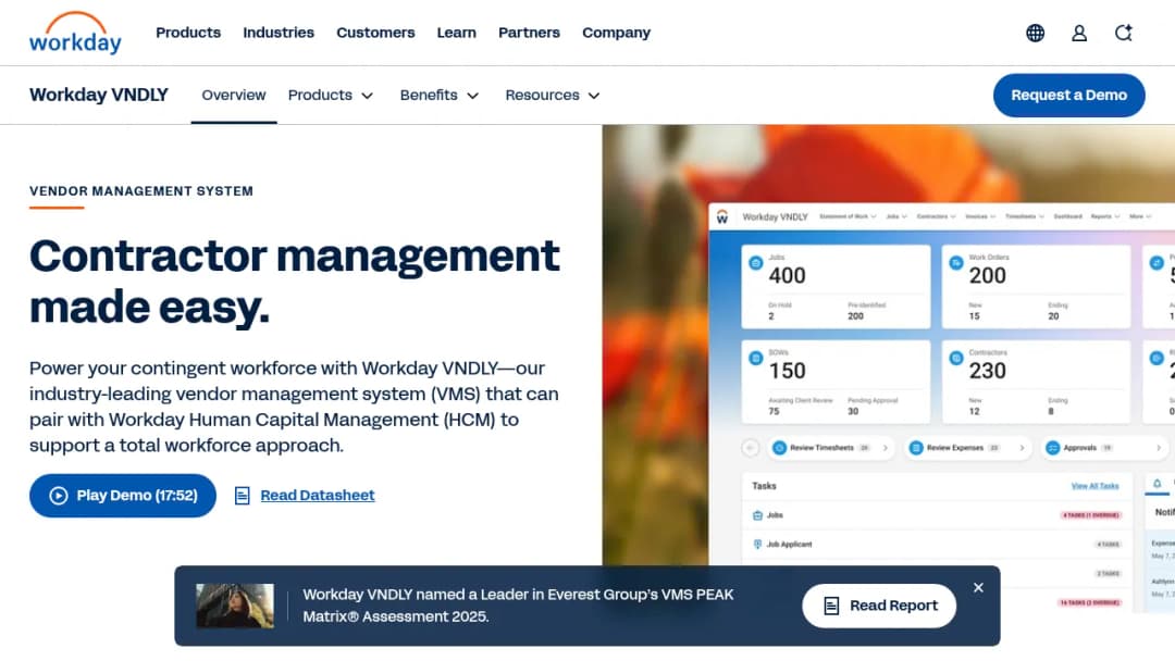 Workday Vendor Management System screenshot