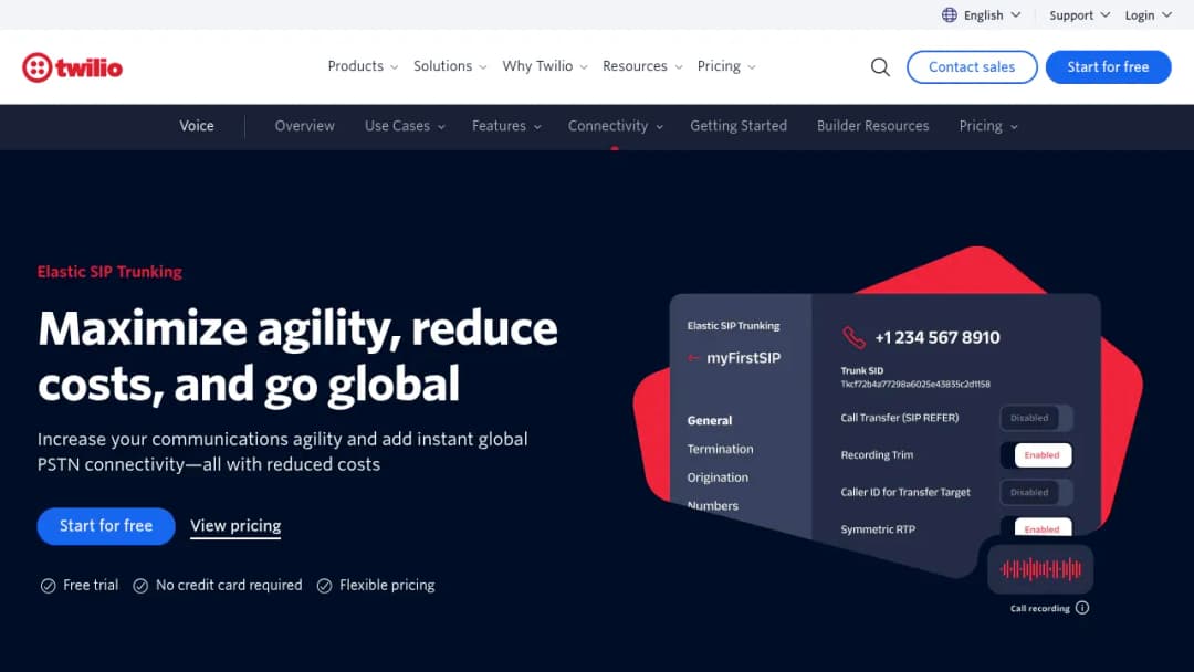 Twilio SIP Trunking screenshot
