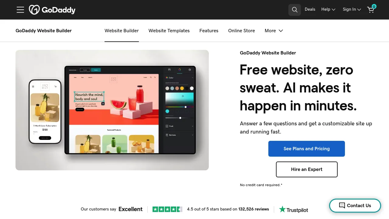 GoDaddy Website Builder screenshot