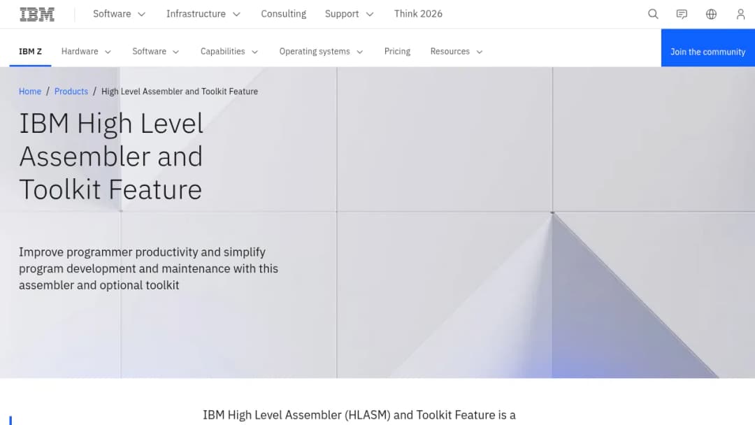 IBM High Level Assembler and Toolkit Feature screenshot