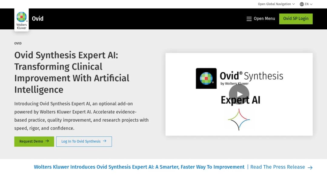 Wolters Kluwer Ovid Synthesis Expert AI screenshot