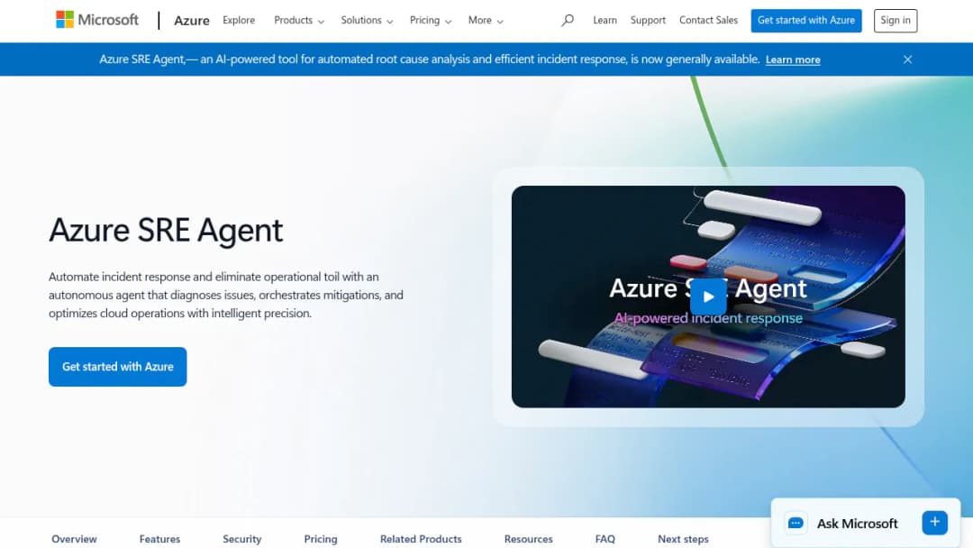 SRE agent screenshot