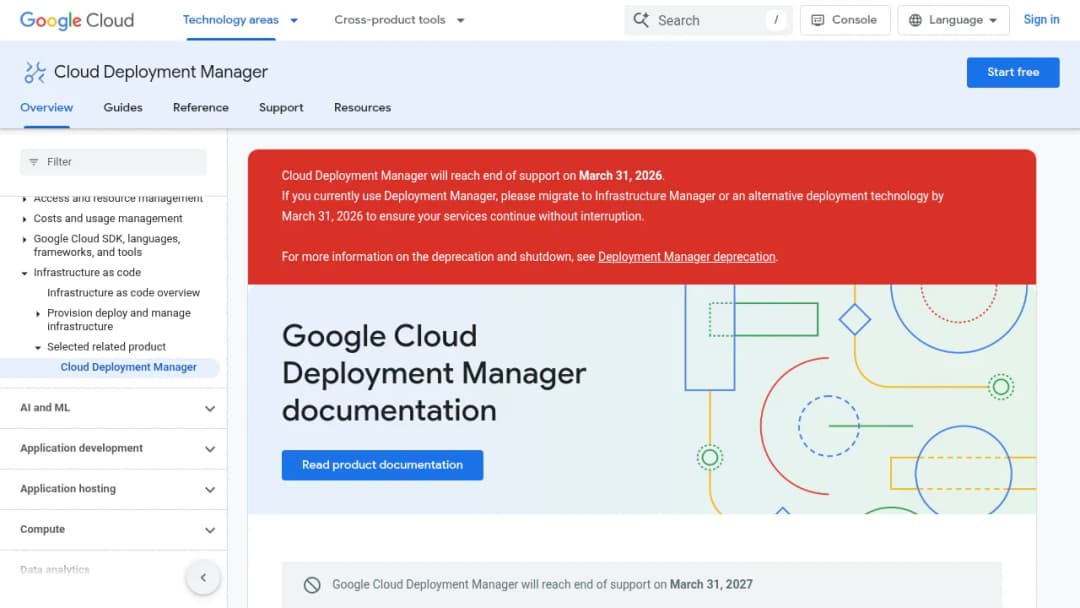 Google Cloud Deployment Manager screenshot
