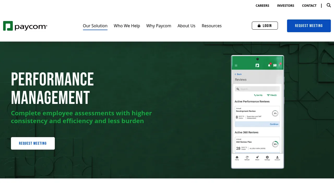 Paycom Performance Management screenshot