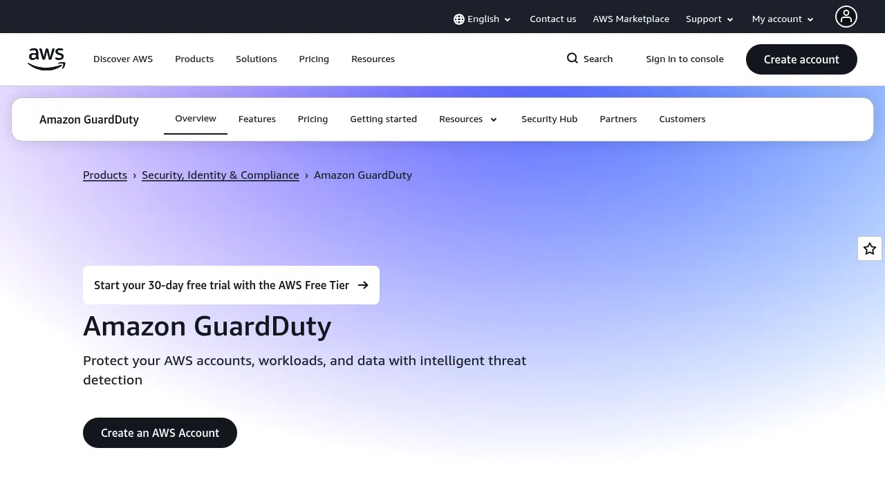 Amazon GuardDuty screenshot