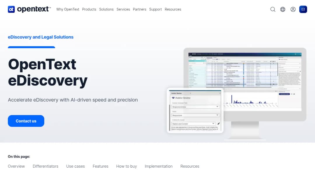 OpenText eDiscovery screenshot