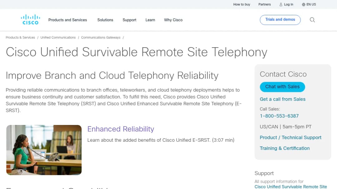 Cisco Unified Survivable Remote Site Telephony screenshot