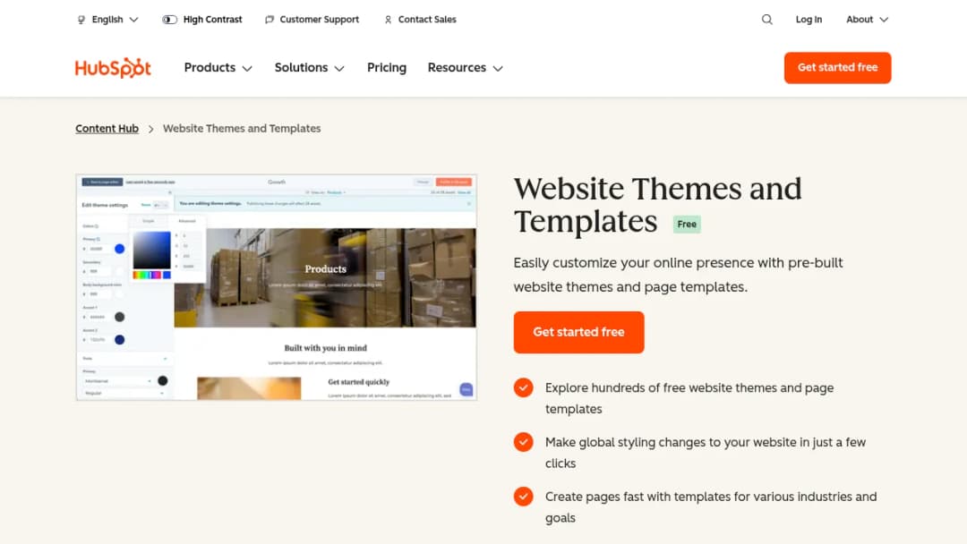HubSpot Website Themes and Templates screenshot