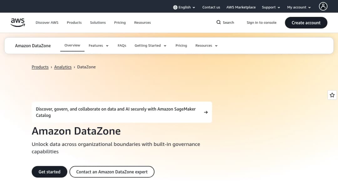 Amazon DataZone screenshot