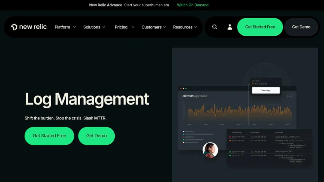 New Relic Log Management screenshot