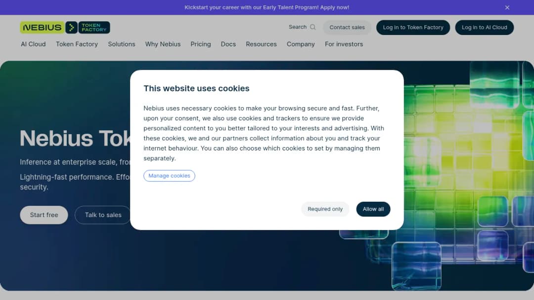 Nebius Token Factory screenshot