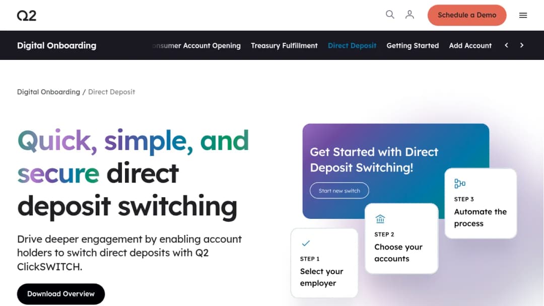 Q2 Direct Deposit & Card Switching screenshot
