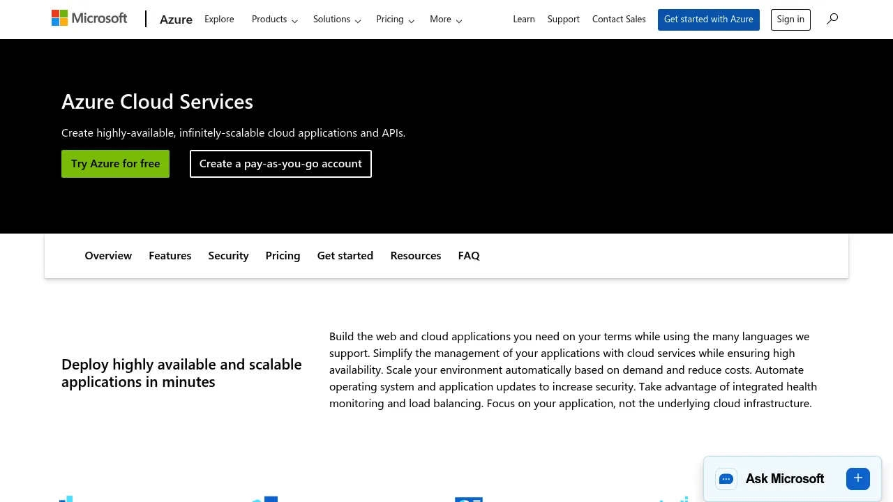 Cloud Services screenshot